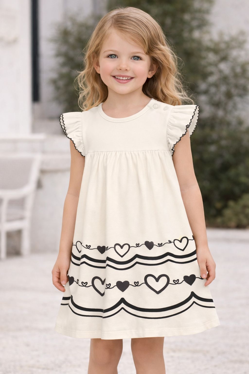 VESTIDO MC BORD E EST CORACOES BARRA OFF WHITE
