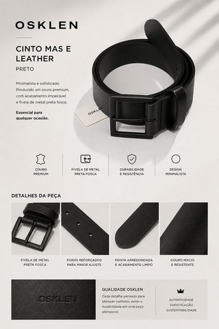 CINTO MAS E LEATHER OSKLEN PRETO