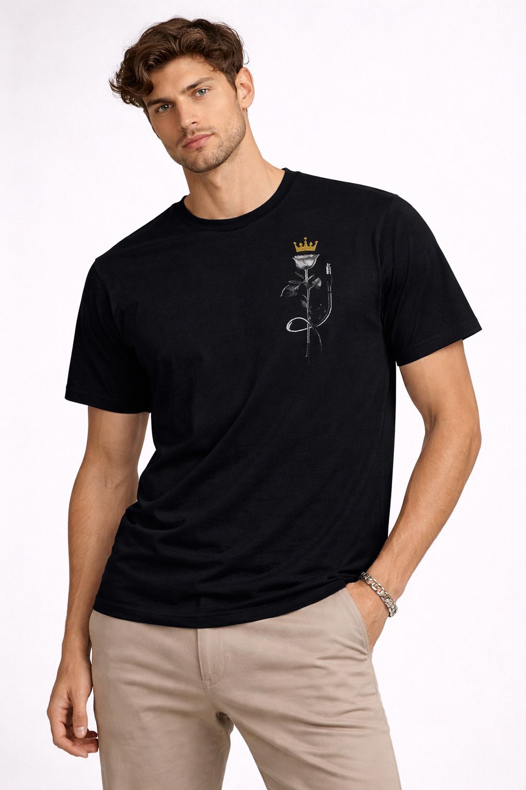 CAMISETA MAS MC VINTAGE ROSE ROCK PRETO