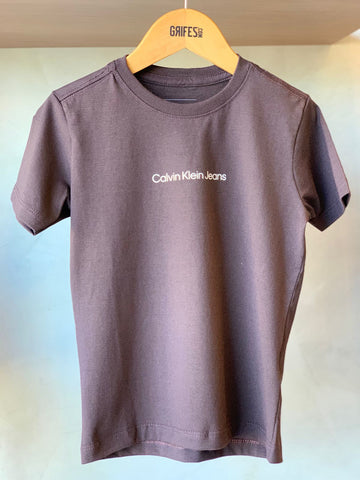 CAMISETA CKJ KIDS MC LOGO CENTRALIZADO MARROM