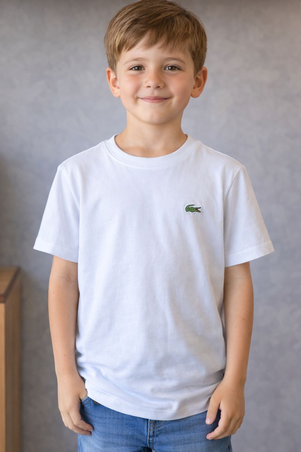 CAMISETA MAS KIDS MC LACOSTE CORE BRANCO 001