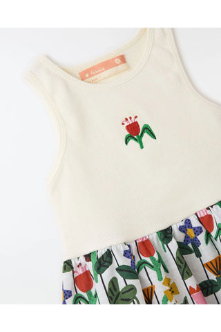 VESTIDO RIBANA FLORES DO JARDIM FABULA BRANCO/ESTAMPADO