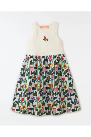 VESTIDO RIBANA FLORES DO JARDIM FABULA BRANCO/ESTAMPADO