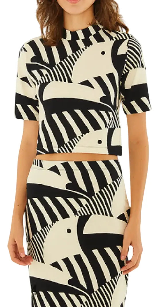 BLUSA FEM CROPPED TUCA LEGAL FARM PRETO/BEGE