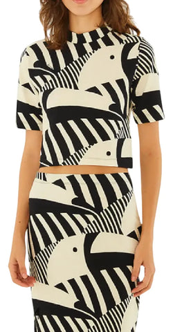 BLUSA FEM CROPPED TUCA LEGAL FARM PRETO/BEGE