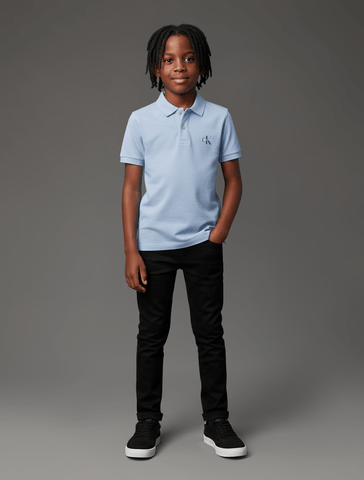 POLO CKJ KIDS MAS LOGO RE ISSUE PEITO AZUL BEBE