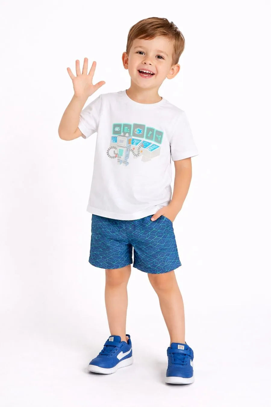CONJ MAS CAM E BERM ROBOT ALPHABETO BRANCO/MARINHO