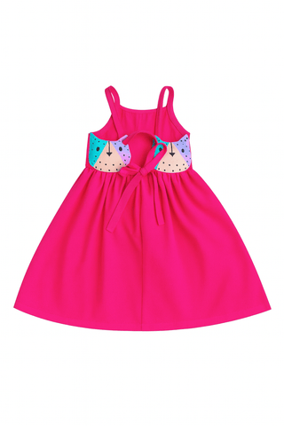 VESTIDO ENTRE COTRES DET COSTAS BICHINHO ROSE
