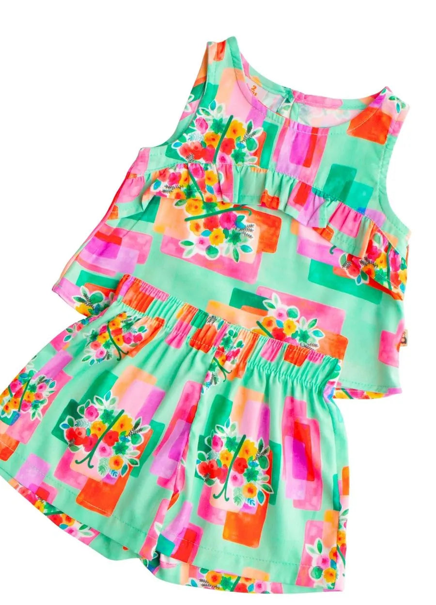 CONJ FEM BORBOFLORES ALPHABETO ROSA/VERDE