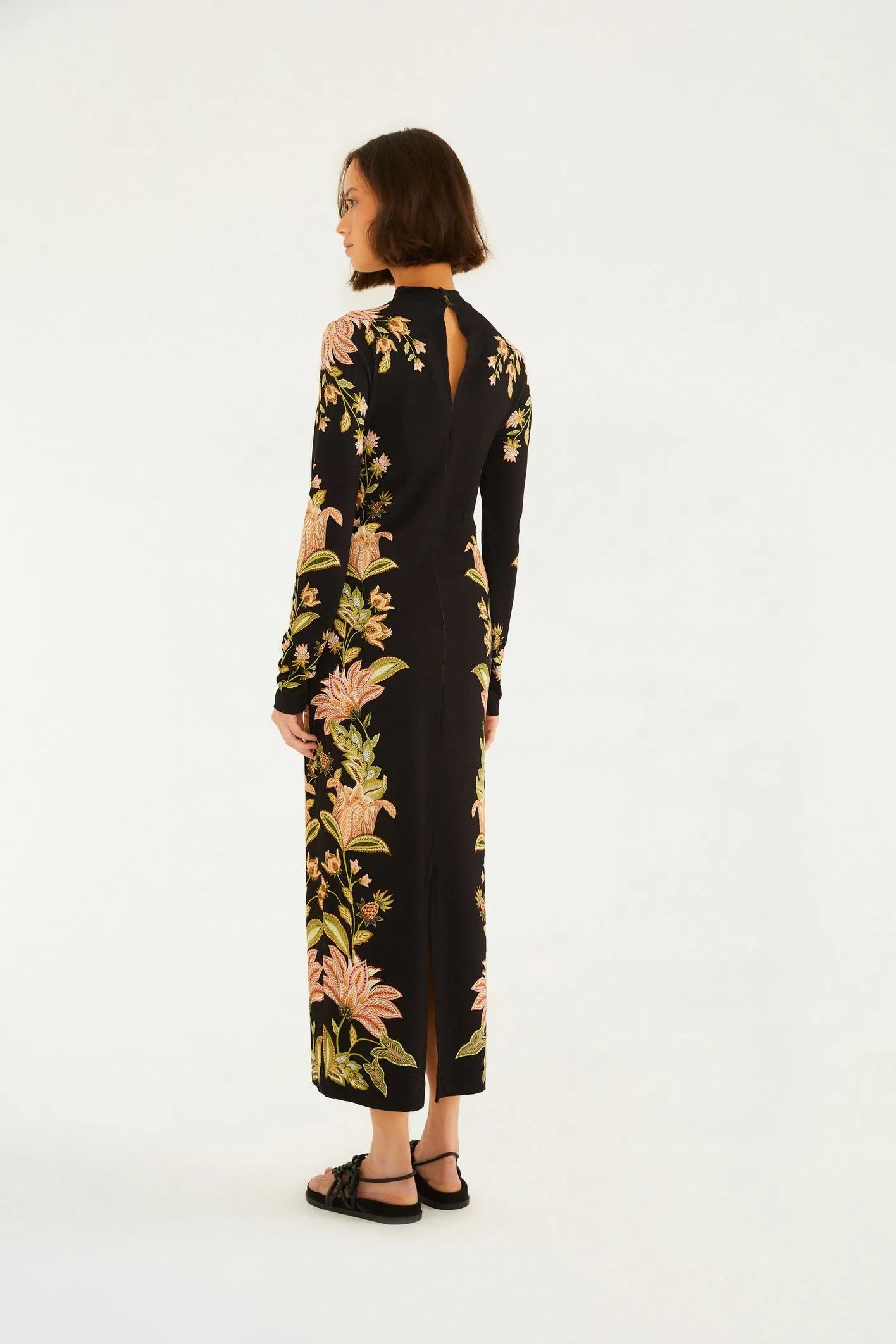 VESTIDO MIDI JAMILE FARM PRETO