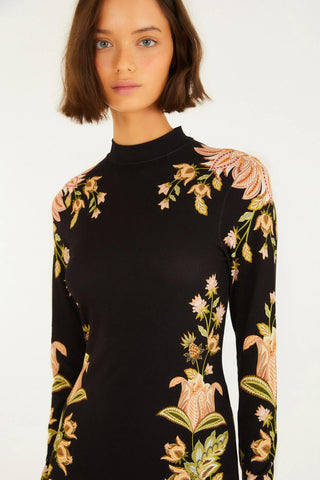 VESTIDO MIDI JAMILE FARM PRETO
