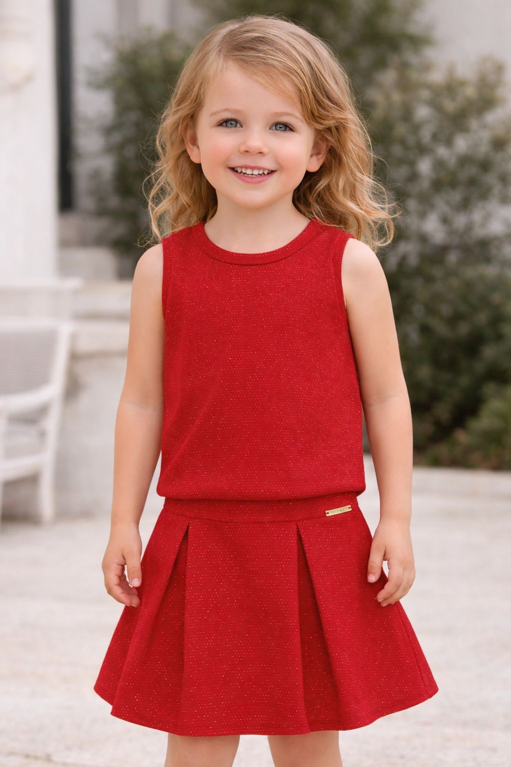 CONJ FEM REG E SAIA MOLECOTTON LUREX VERMELHO