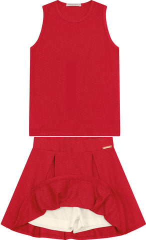 CONJ FEM REG E SAIA MOLECOTTON LUREX VERMELHO