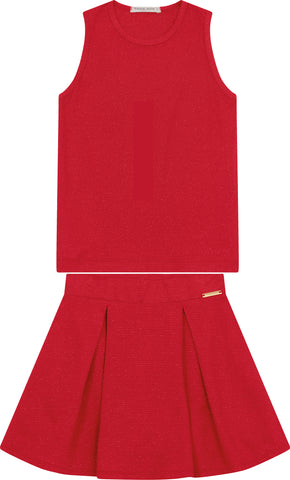 CONJ FEM REG E SAIA MOLECOTTON LUREX VERMELHO