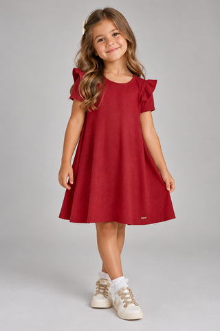 VESTIDO MC DET BABADO MOLECOTTON LUREX VERMELHO