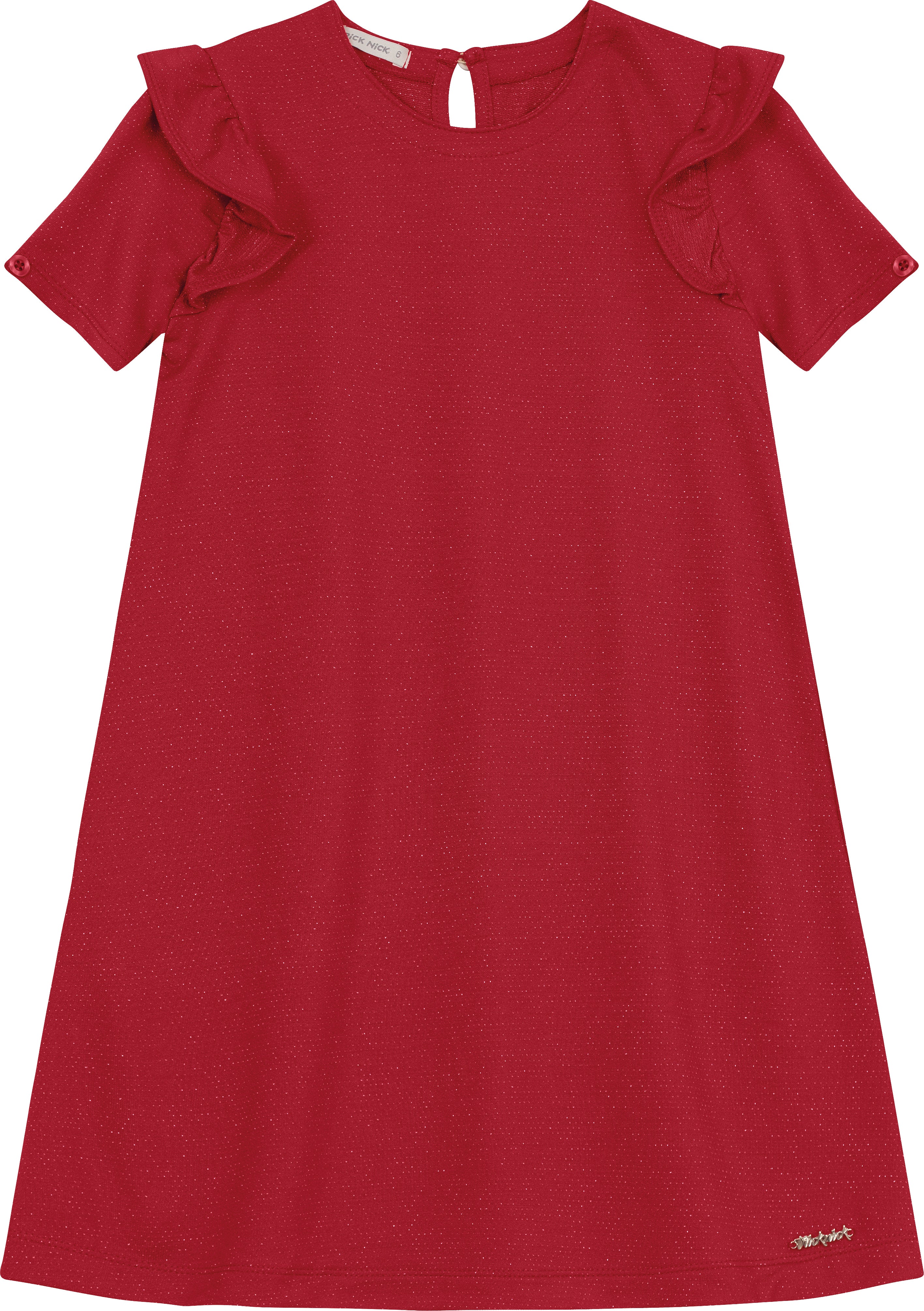 VESTIDO MC DET BABADO MOLECOTTON LUREX VERMELHO