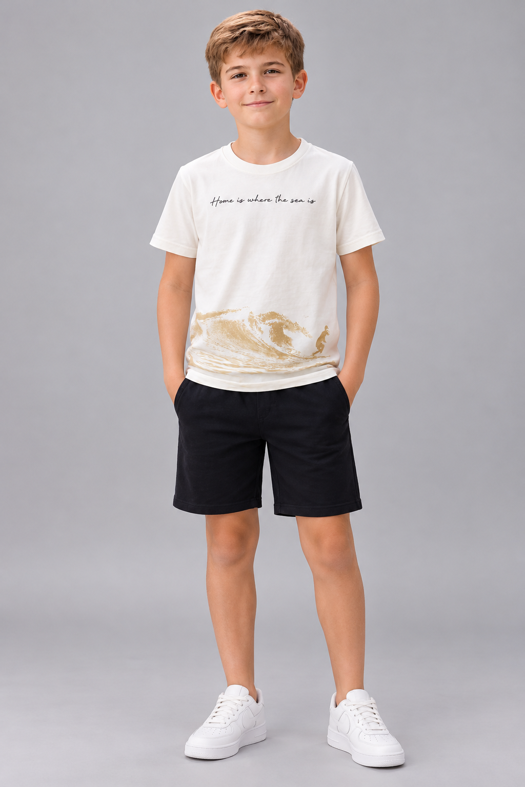 CONJ MAS CAM HOME SURF BARRA E BERM MLT OFF WHITE/PRETO