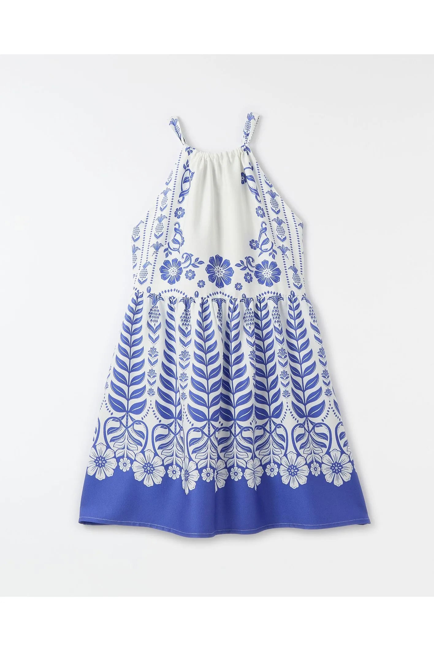 VESTIDO ESPLENDOR TROPICAL FARM FUTURE BRANCO/AZUL