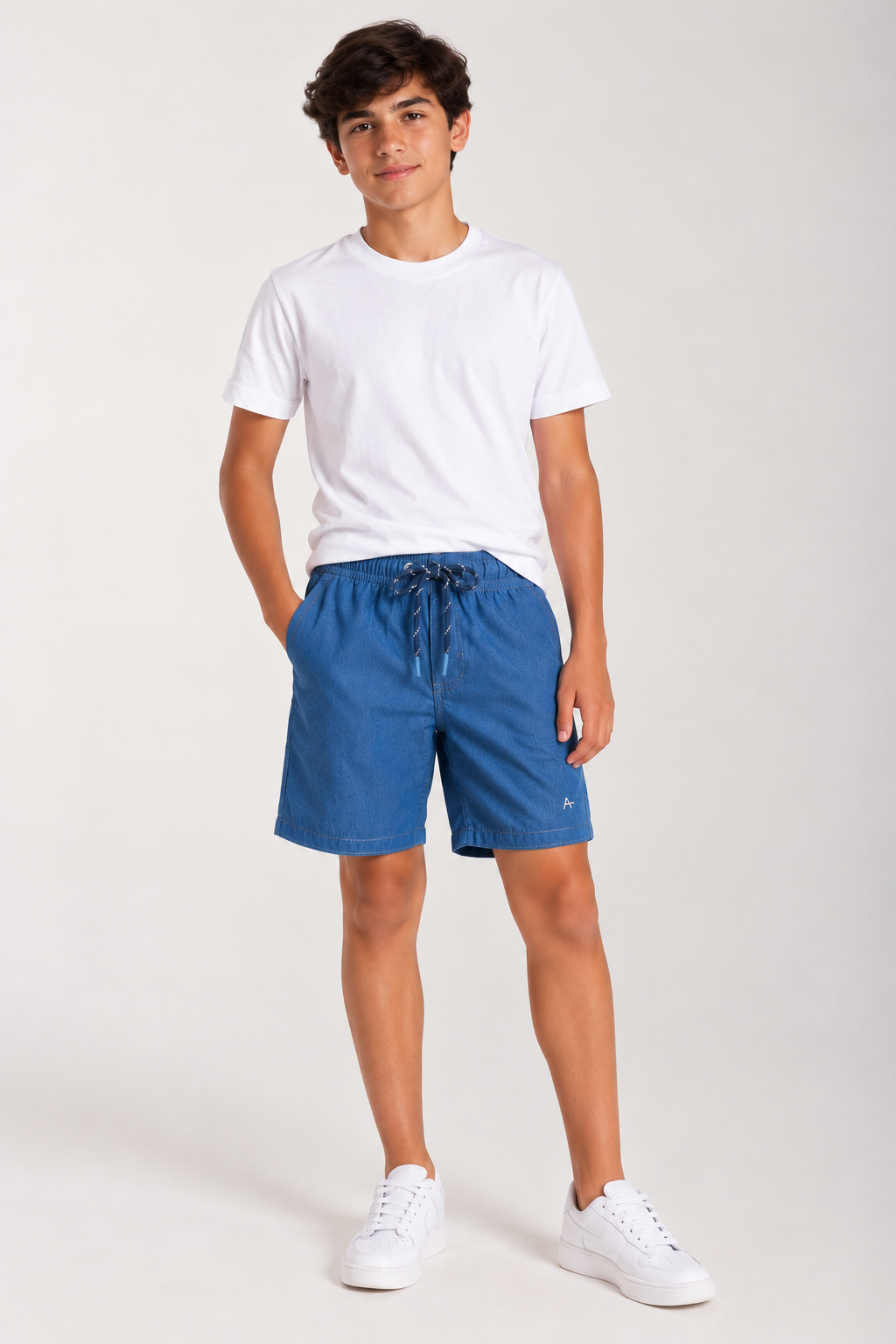 SHORTS ELAST MAS ARAMIS INF MESCLA COLOR AZUL MEDIO