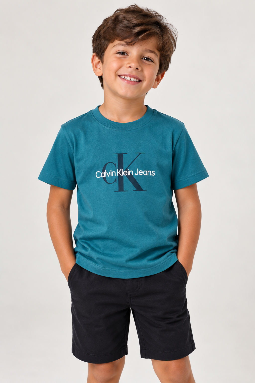 CAMISETA CKJ KIDS MAS LOGO REISSUE PEITO VERDE MEDIO