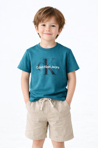 CAMISETA CKJ KIDS MAS LOGO REISSUE PEITO VERDE MEDIO