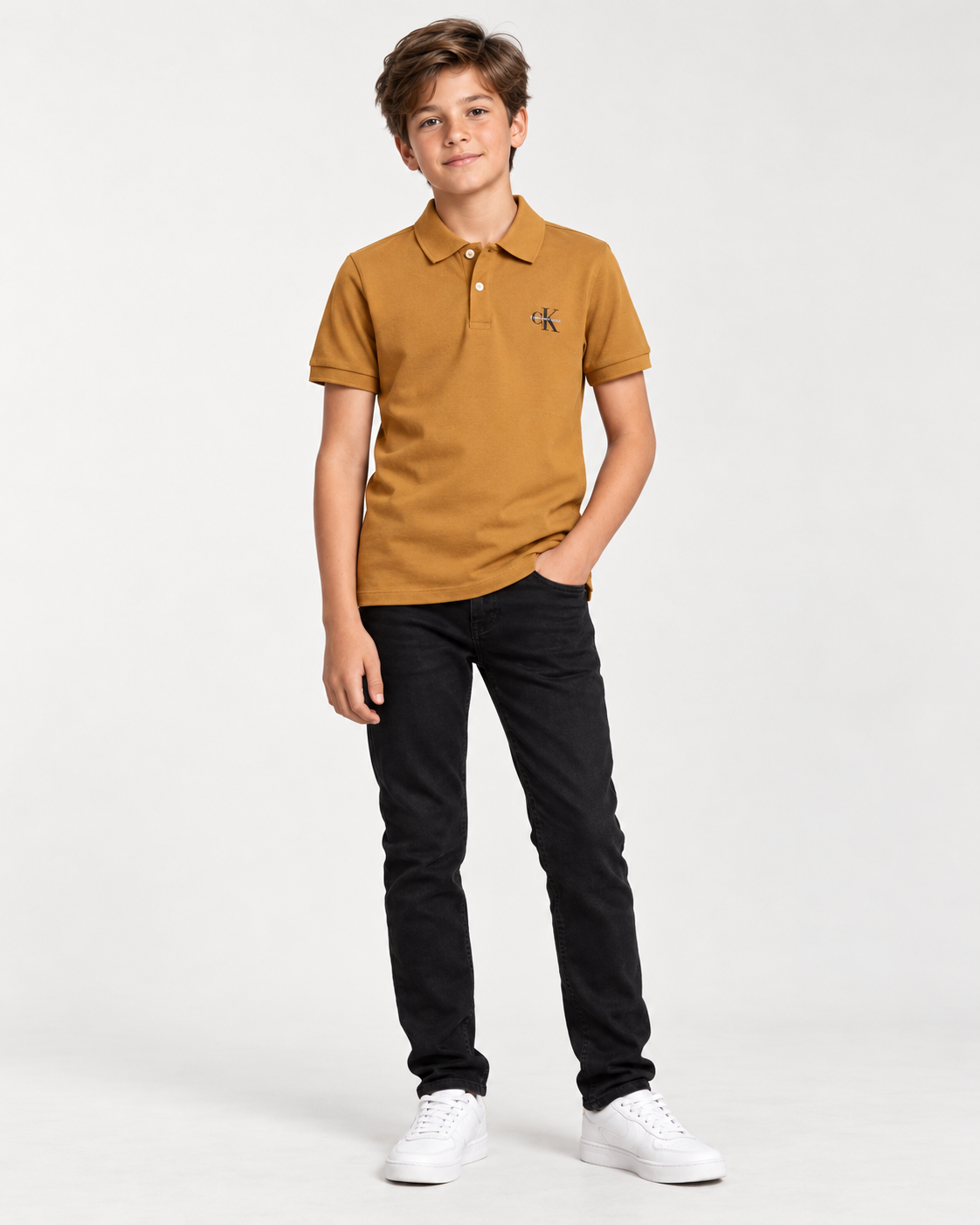 POLO CKJ KIDS MAS LOGO RE ISSUE PEITO HAVANA