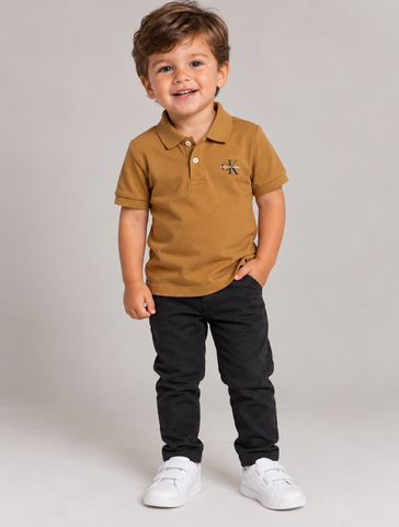 POLO CKJ KIDS MAS LOGO RE ISSUE PEITO HAVANA