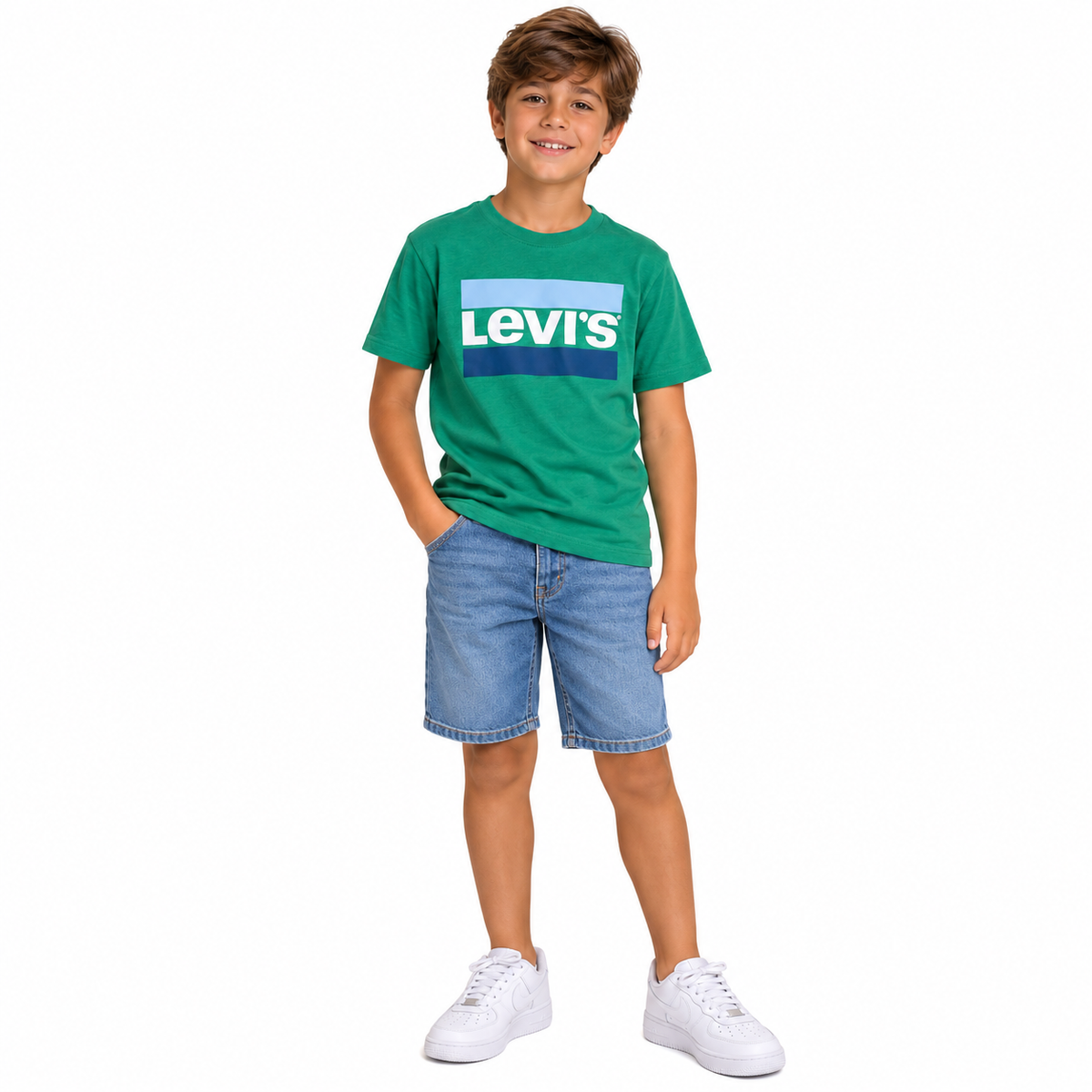 CAMISETA MC LEVIS KIDS SPORTSWEAR LOGO VERDE