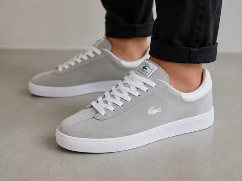 TENIS MASC BASESHOT LACOSTE CINZA/BRANCO 25Y