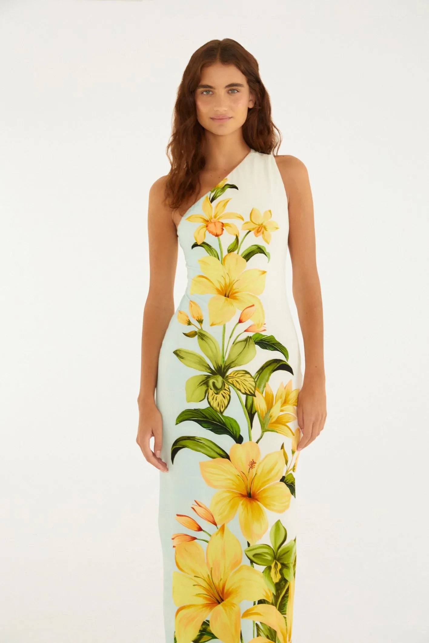 VESTIDO OMBRO SO FLORAL SAMANTA FARM BEGE