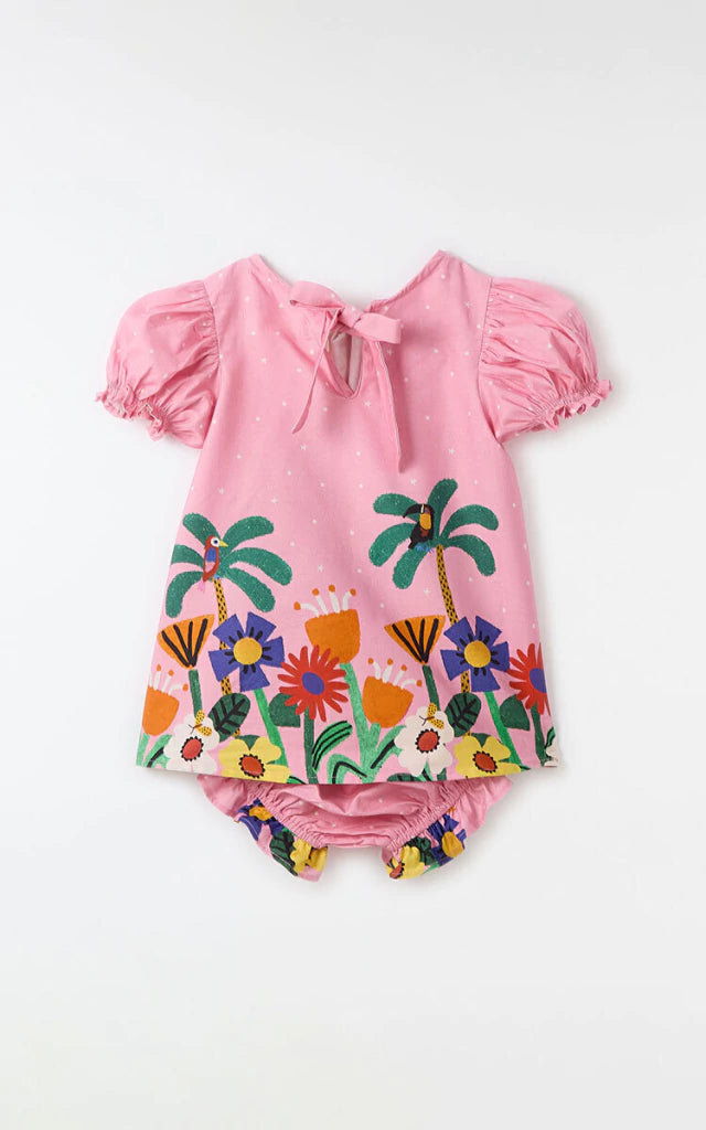 VESTIDO E CALCINHA JARDIM NOTURNO MINI ROSA