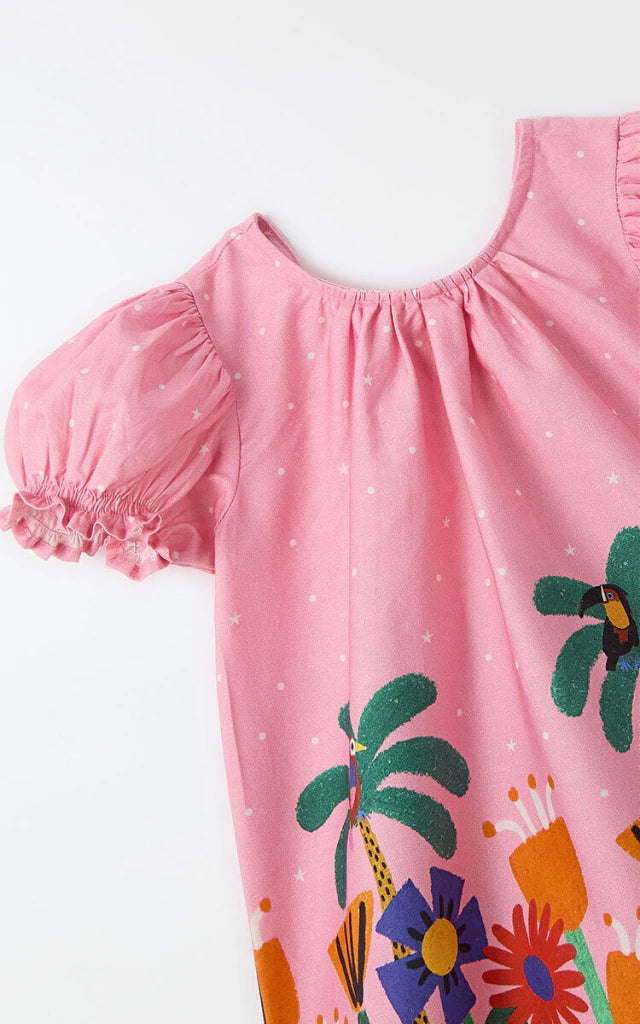 VESTIDO E CALCINHA JARDIM NOTURNO MINI ROSA