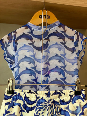 CONJUNTO FEM JUV GOLFINHO FARM FUTURA AZUL/BRANCO