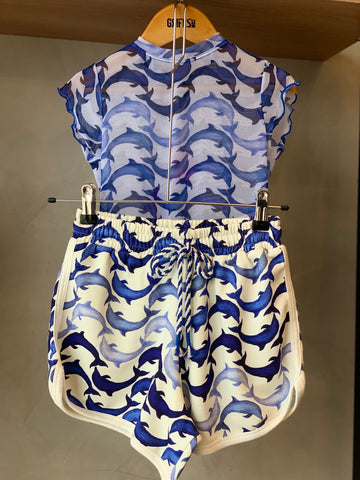 CONJUNTO FEM JUV GOLFINHO FARM FUTURA AZUL/BRANCO