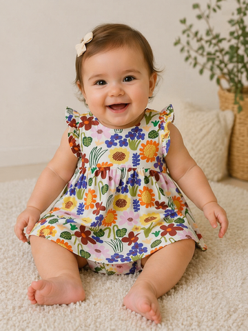VESTIDO BEBE MALHA JARDIM DE INVERNO ESTAMPADO