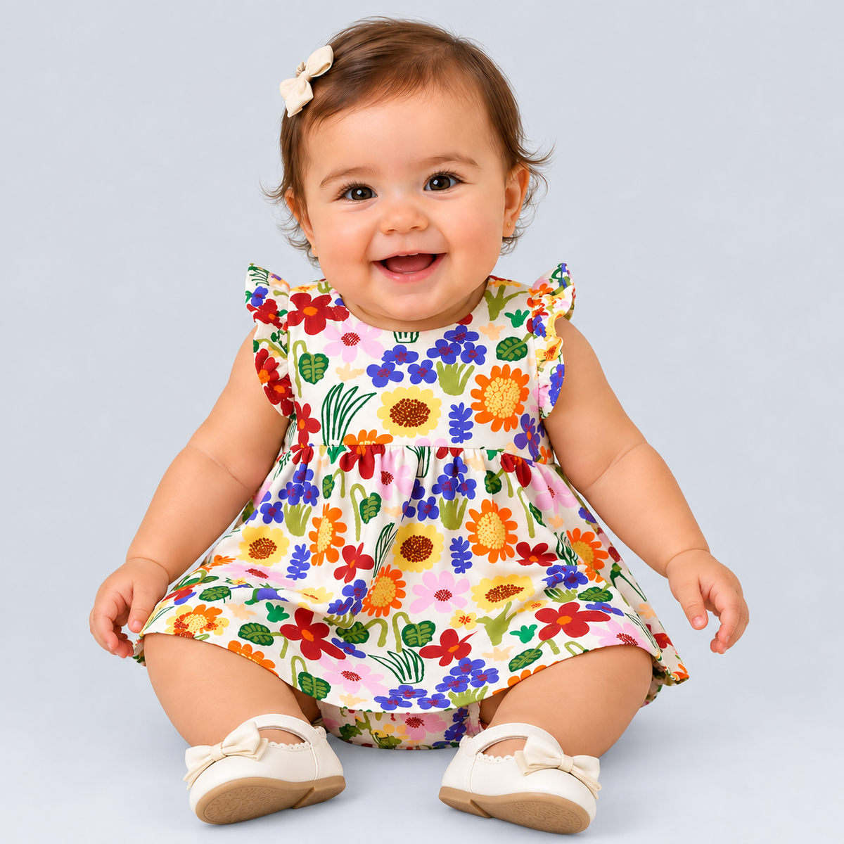 VESTIDO BEBE MALHA JARDIM DE INVERNO ESTAMPADO