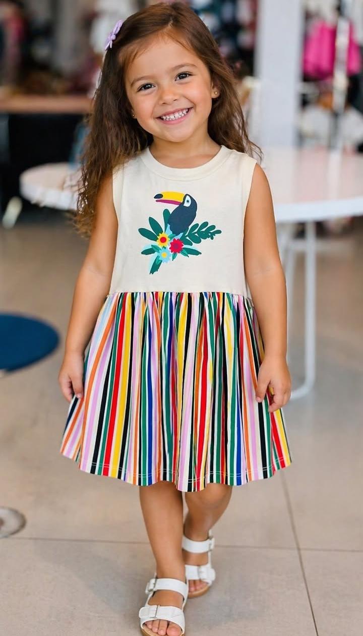 VESTIDO SILK CORES DO TUCANO FARM CAQUI