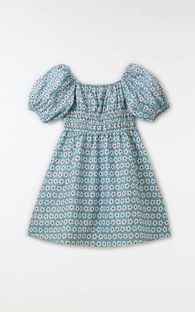 VESTIDO LISTRA FLOR FABULA AZUL CLARO