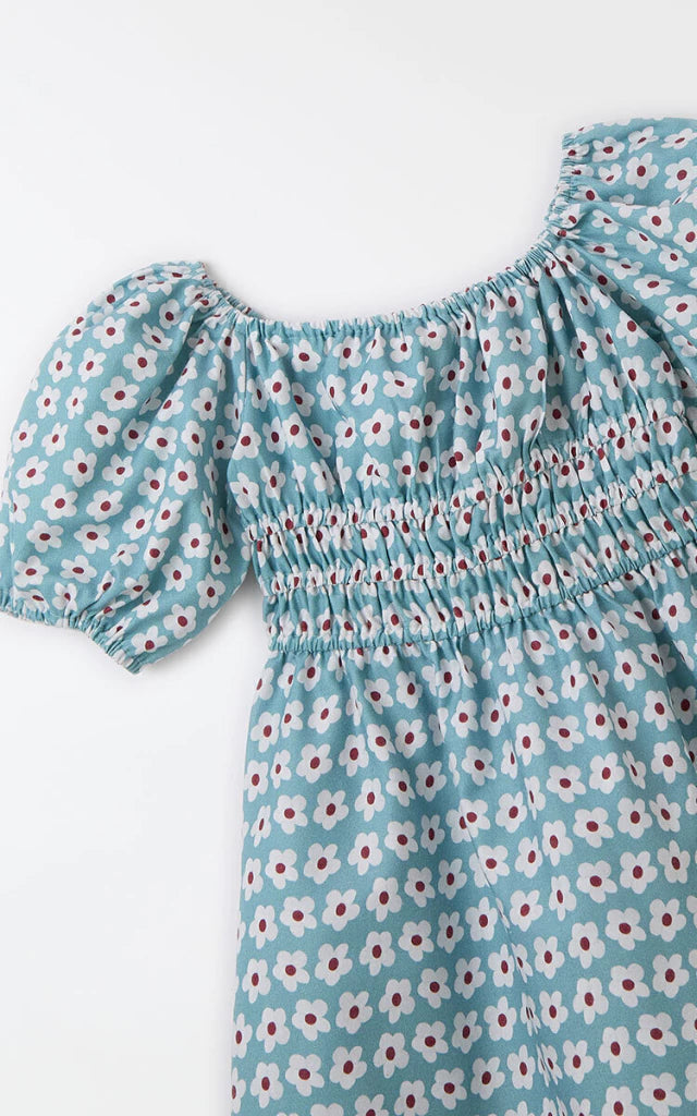 VESTIDO LISTRA FLOR FABULA AZUL CLARO