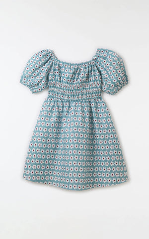 VESTIDO LISTRA FLOR FABULA AZUL CLARO