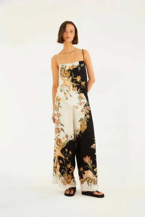 CALCA FEM PANTALONA CONCHA SURREAL PRETO/BEGE