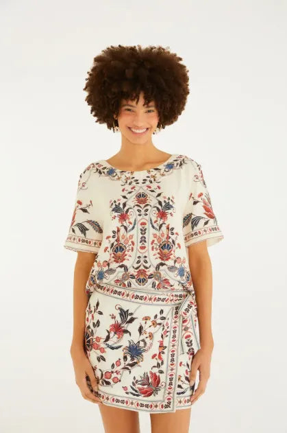 BLUSA TSHIRT FEM BOHOFLOR FARM OFF WHITE