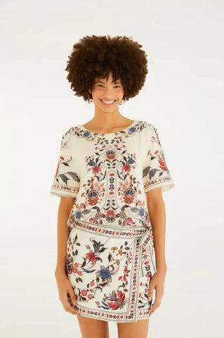 BLUSA TSHIRT FEM BOHOFLOR FARM OFF WHITE