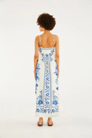 VESTIDO CROPPED FRUTA DE VERAO FARM BRANCO/AZUL