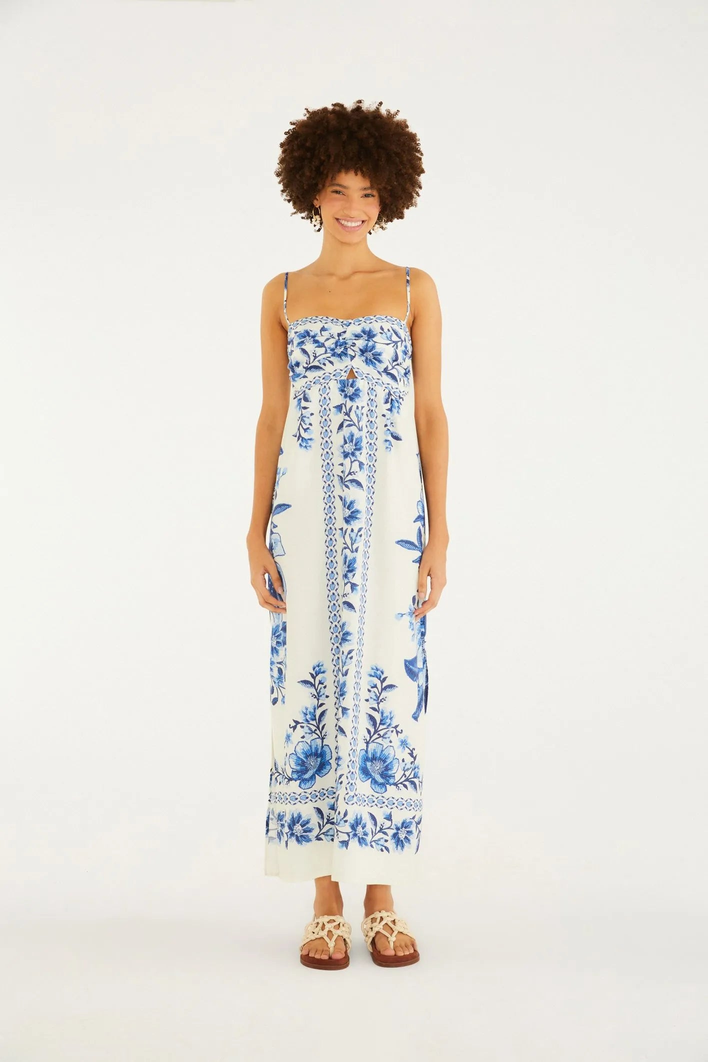 VESTIDO CROPPED FRUTA DE VERAO FARM BRANCO/AZUL