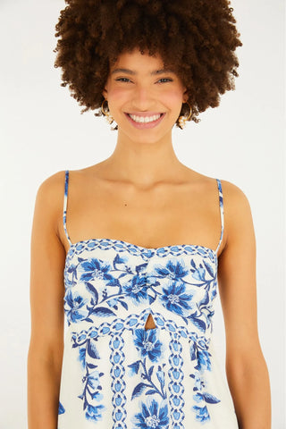 VESTIDO CROPPED FRUTA DE VERAO FARM BRANCO/AZUL
