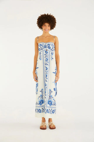 VESTIDO CROPPED FRUTA DE VERAO FARM BRANCO/AZUL