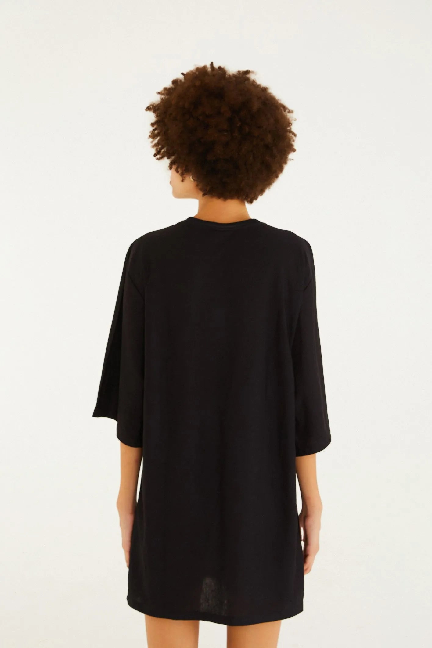 VESTIDO TSHIRT BIG PAPOULA FARM PRETO