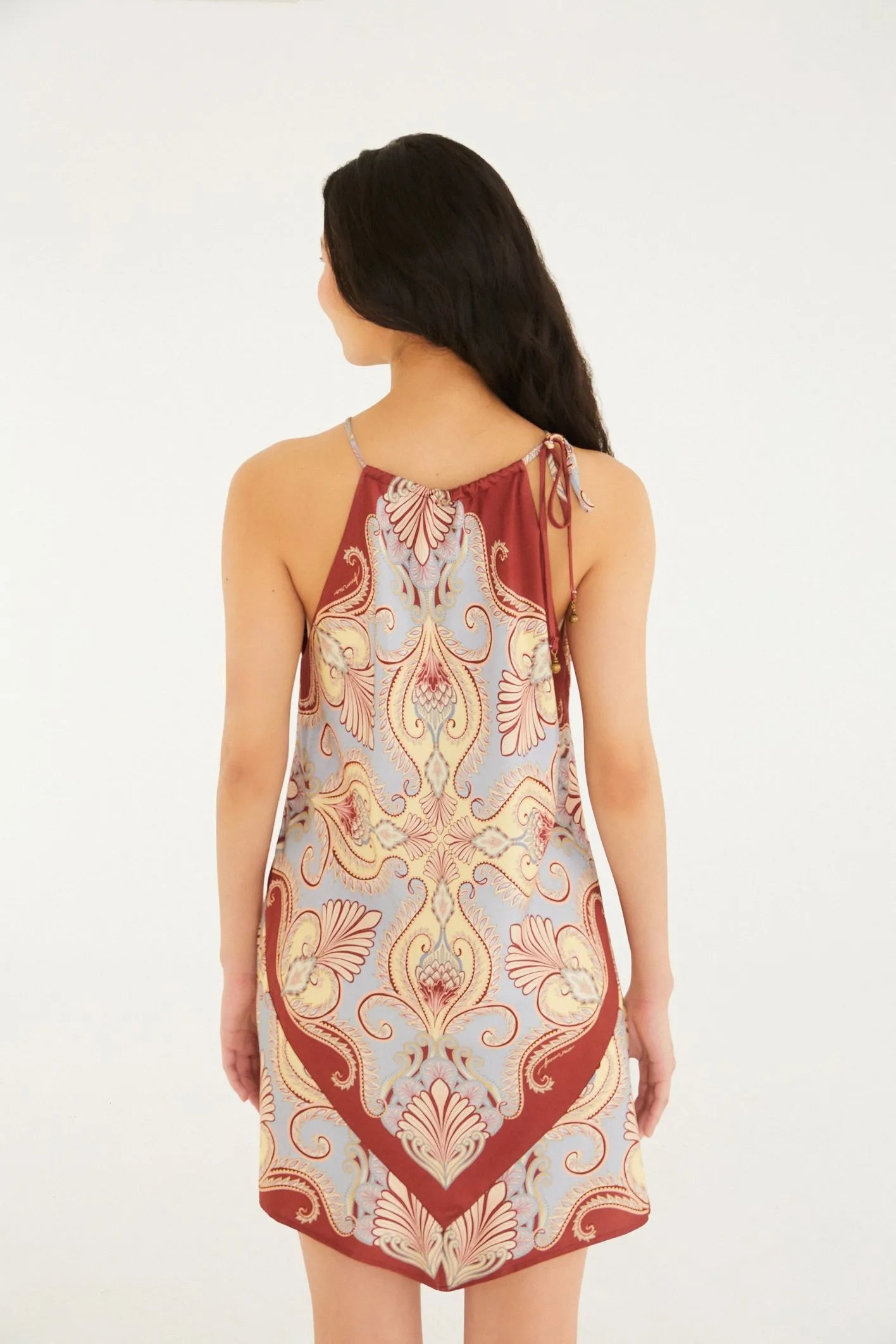 VESTIDO CURTO LENCO ARABESQUE FARM AZUL CLARO