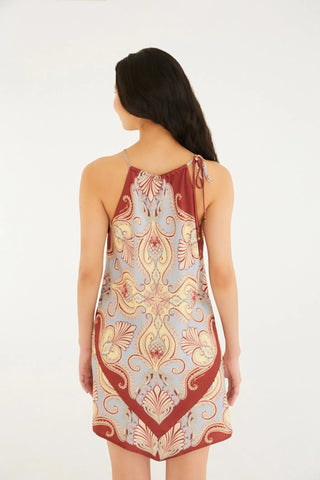 VESTIDO CURTO LENCO ARABESQUE FARM AZUL CLARO